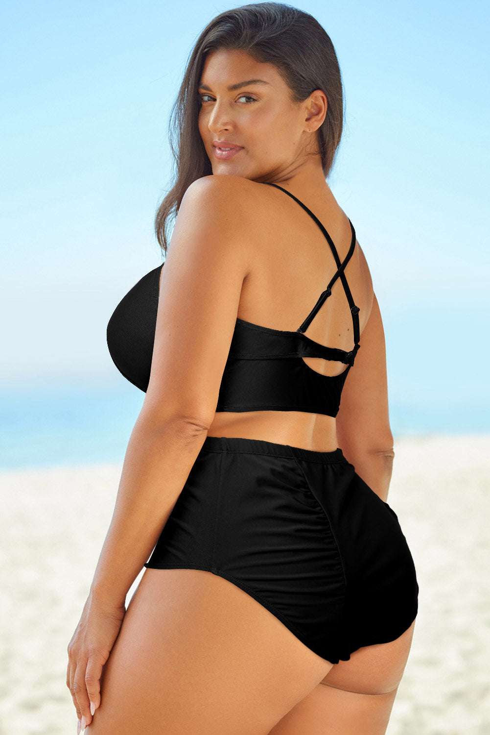 Halter Neck Crisscross Ruched Two-Piece Swimsuit king-general-store-5710.myshopify.com