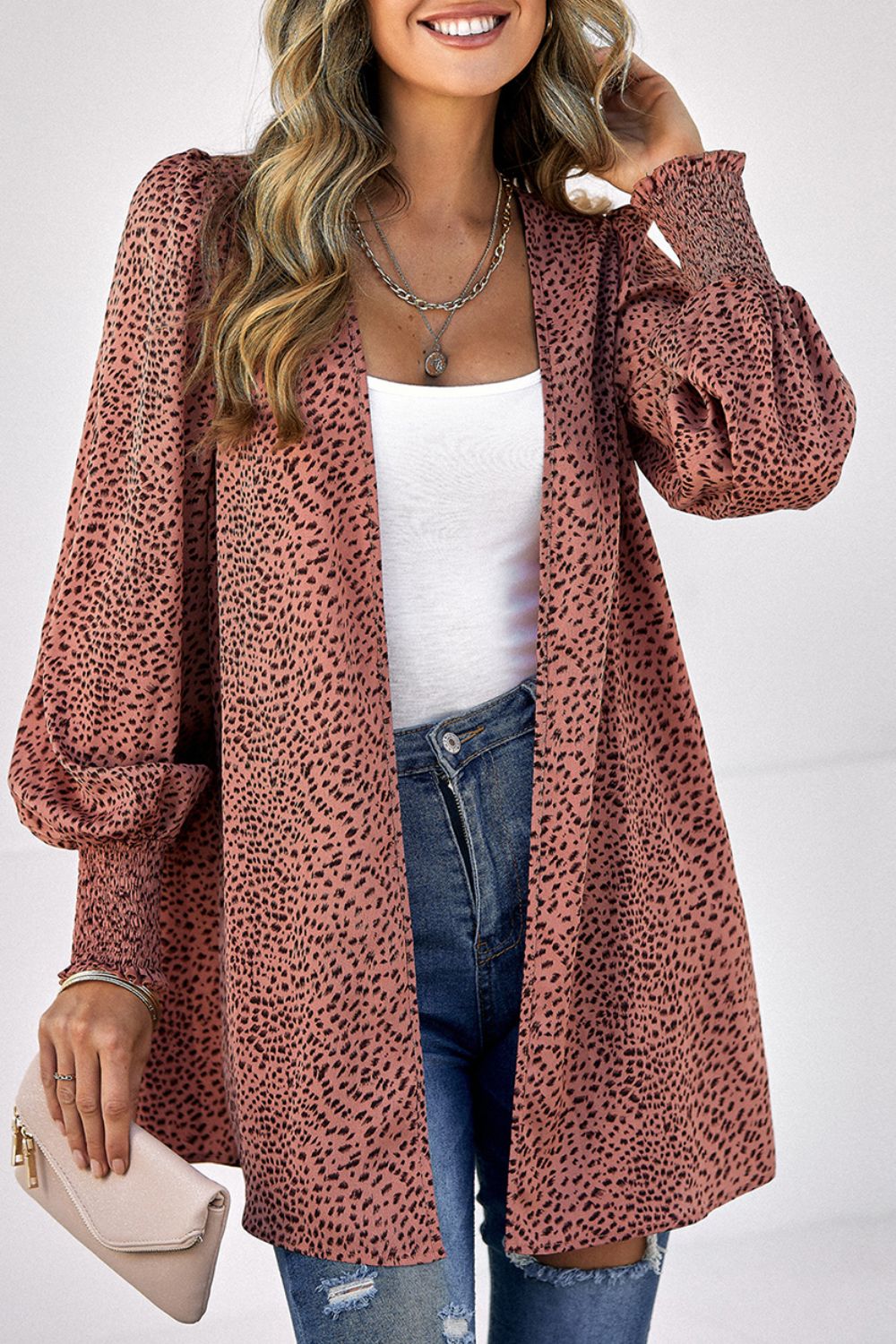 Leopard Print Balloon Sleeve Cardigan king-general-store-5710.myshopify.com