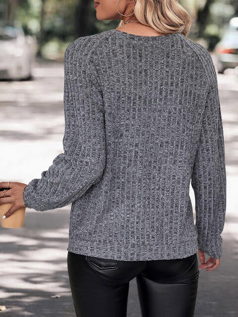 Round Neck Long Sleeve Knit Top king-general-store-5710.myshopify.com