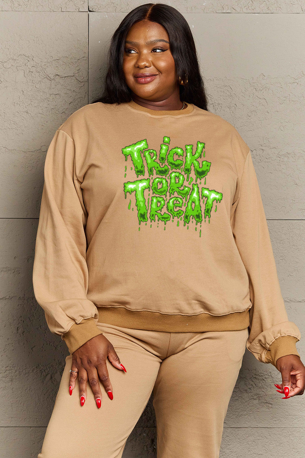 Simply Love Full Size TRICK OR TREAT Graphic Sweatshirt king-general-store-5710.myshopify.com