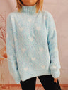 Heart Heathered Turtleneck Drop Shoulder Sweater king-general-store-5710.myshopify.com