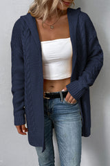 Cable-Knit Dropped Shoulder Hooded Cardigan king-general-store-5710.myshopify.com