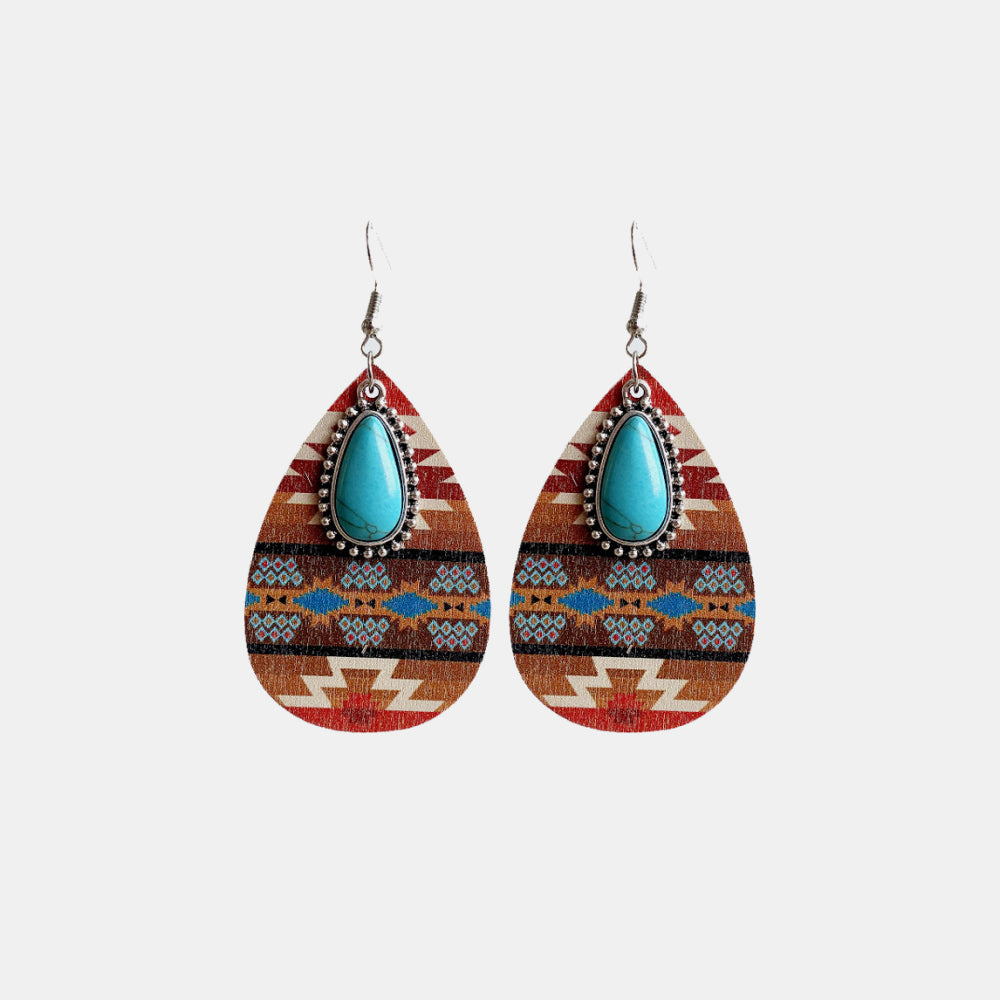 Turquoise Teardrop Shape Wooden Dangle Earrings king-general-store-5710.myshopify.com