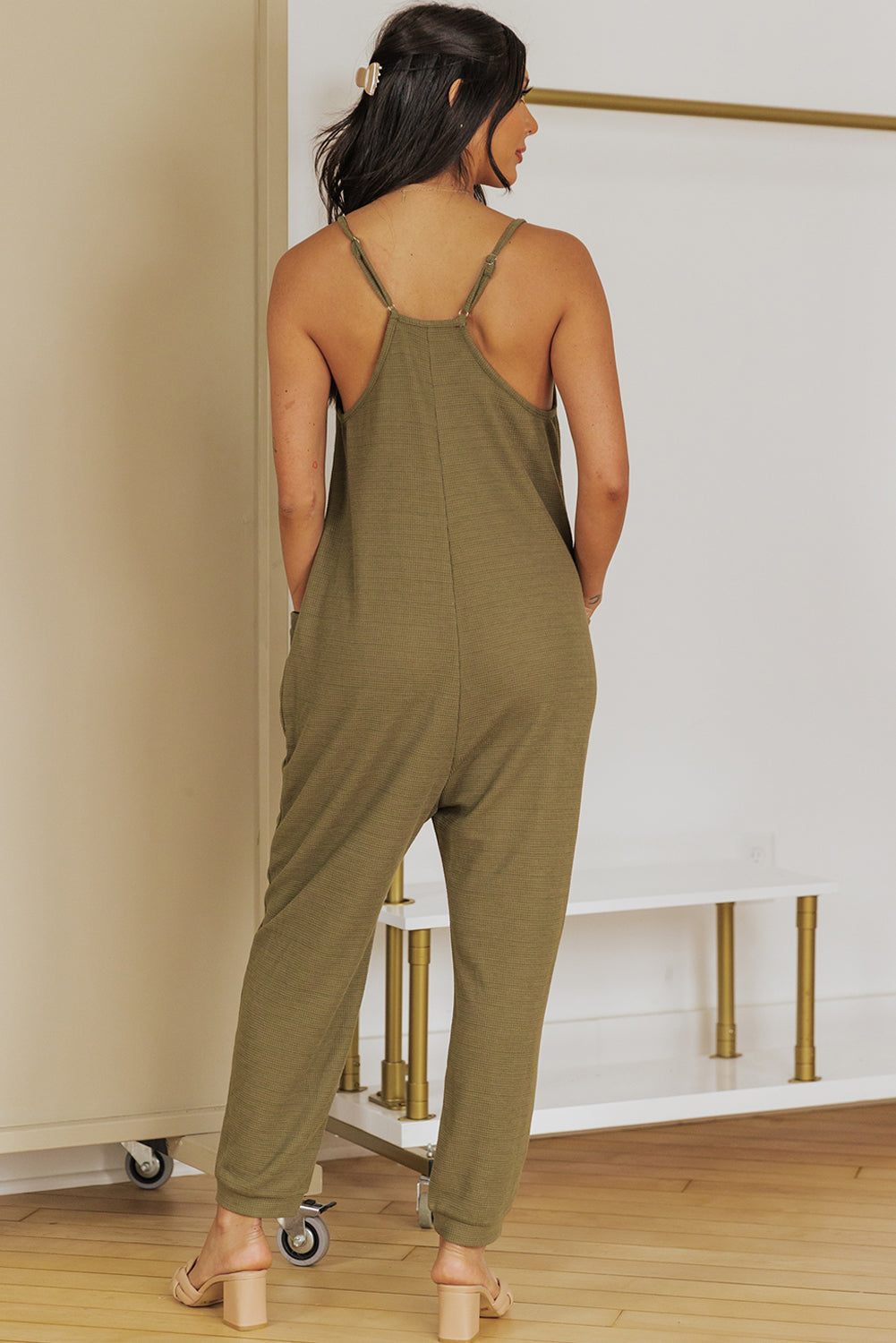 Spaghetti Strap Deep V Jumpsuit with Pockets king-general-store-5710.myshopify.com