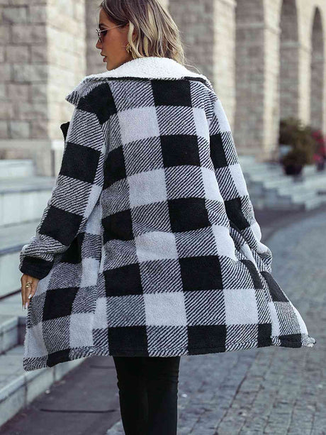 Plaid Open Front Coat with Pockets king-general-store-5710.myshopify.com