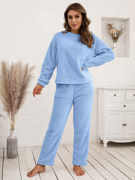 Teddy Long Sleeve Top and Pants Lounge Set king-general-store-5710.myshopify.com