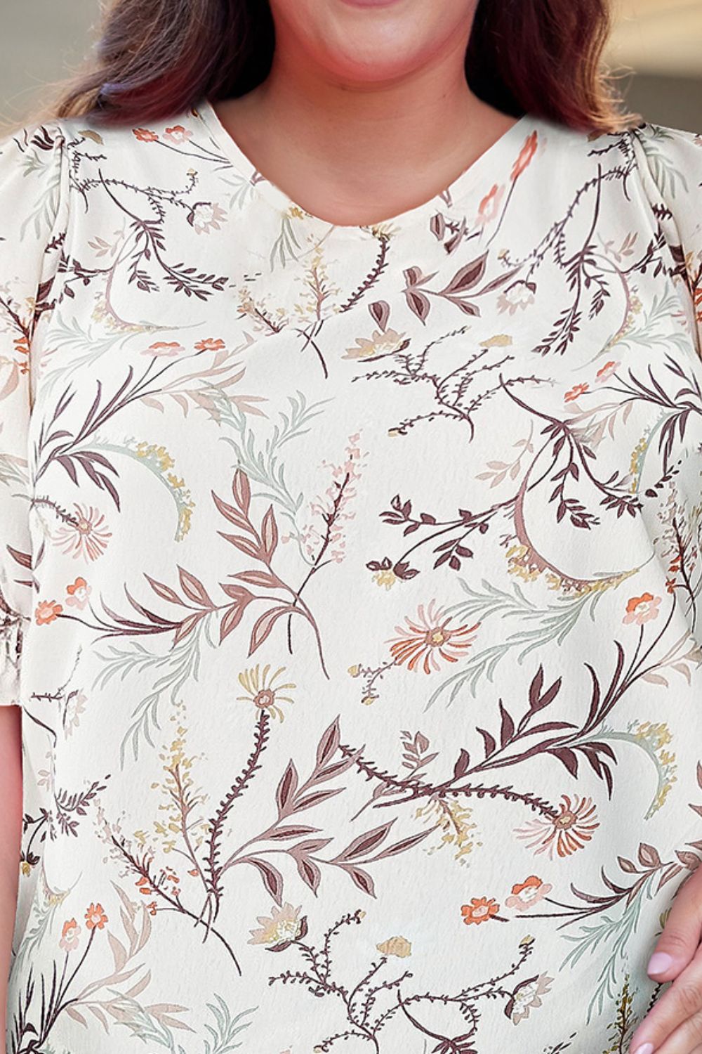 Plus Size Floral Fuff Sleeve Top king-general-store-5710.myshopify.com