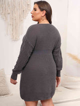 Plus Size Dropped Shoulder Long Sleeve Knit Mini Dress king-general-store-5710.myshopify.com