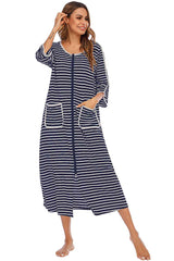 Round Neck Three-Quarter Sleeve Midi Night Dress king-general-store-5710.myshopify.com