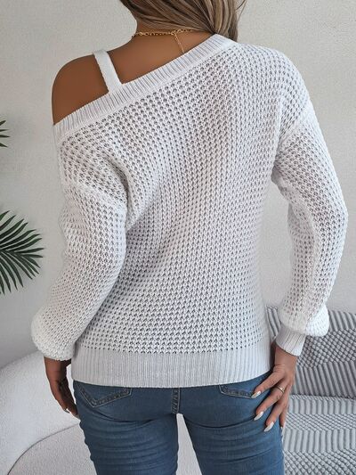 Asymmetrical Neck Long Sleeve Sweater king-general-store-5710.myshopify.com