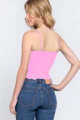 ACTIVE BASIC V-Neck Lace Detail Ribbed Seamless Cami king-general-store-5710.myshopify.com