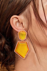 Geometrical Shape Zinc Alloy Frame Resin Dangle Earrings king-general-store-5710.myshopify.com