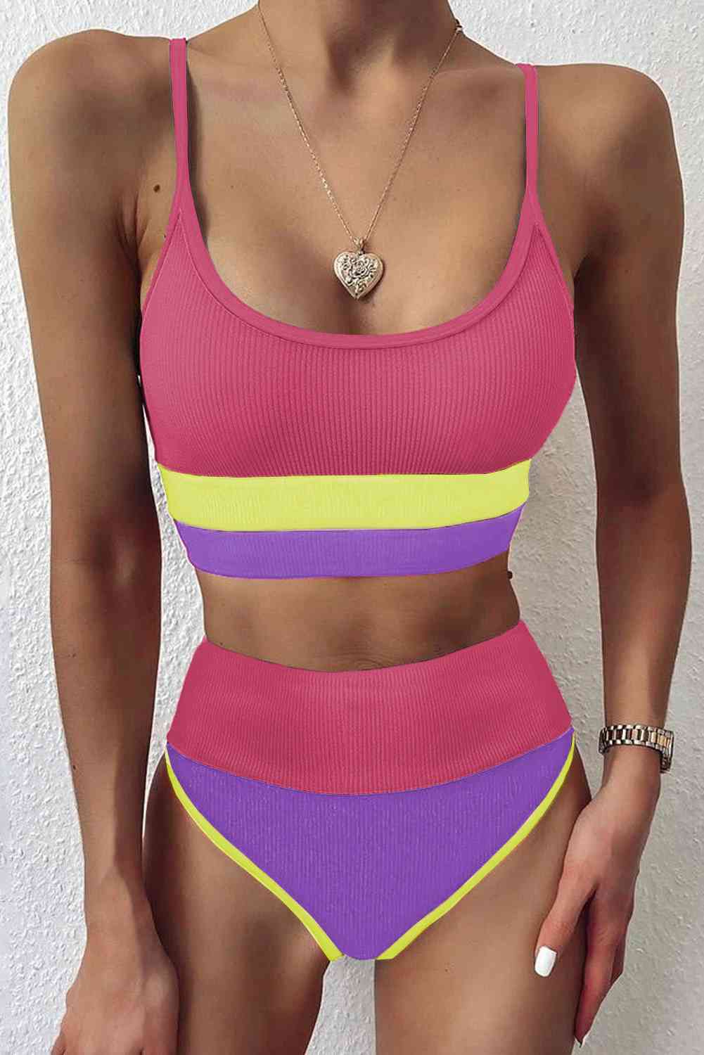 Color Block Spaghetti Strap Two-Piece Swim Set king-general-store-5710.myshopify.com