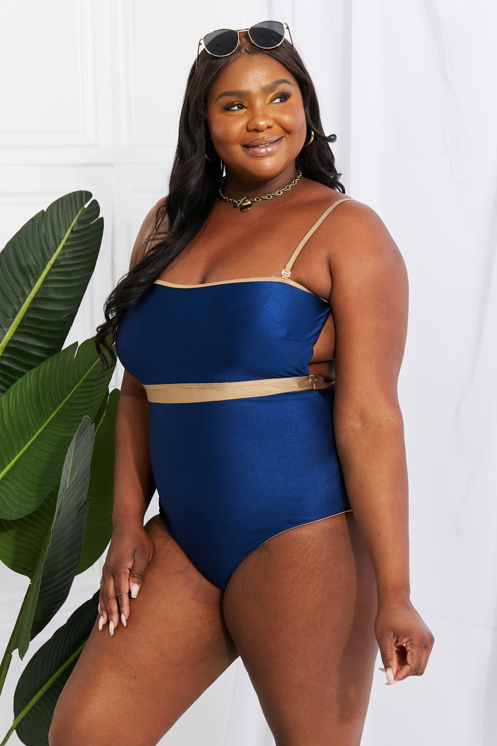 Marina West Swim Wave Break Contrast Trim One-Piece king-general-store-5710.myshopify.com