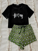 Graphic Tee and Panda Print Shorts Lounge Set king-general-store-5710.myshopify.com