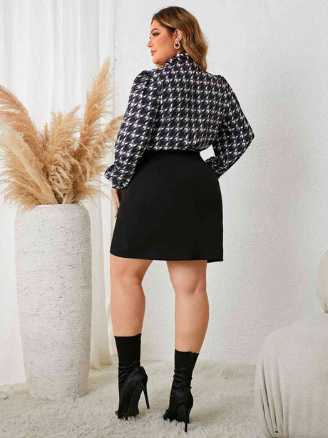 Plus Size Tie Neck Long Sleeve Mini Dress king-general-store-5710.myshopify.com