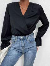 Surplice Neck Flounce Sleeve Bodysuit king-general-store-5710.myshopify.com