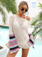 Rainbow Stripe Openwork Boat Neck Cover-Up king-general-store-5710.myshopify.com