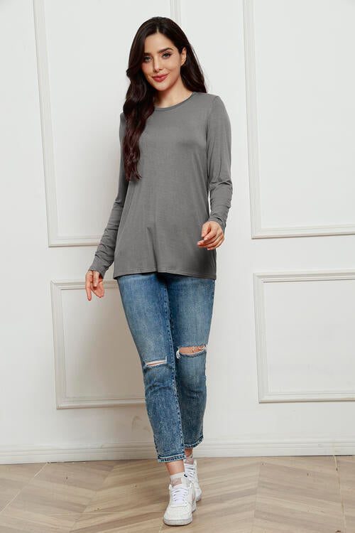 Basic Bae Full Size Round Neck Long Sleeve Top king-general-store-5710.myshopify.com