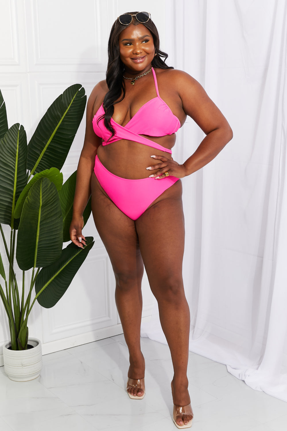 Marina West Swim Summer Splash Halter Bikini Set in Pink king-general-store-5710.myshopify.com