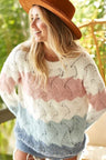 BiBi Color Block Openwork Long Sleeve Sweater king-general-store-5710.myshopify.com
