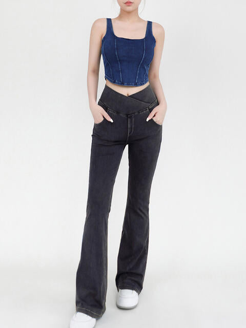 Wide Waistband Bootcut Jeans with Pockets king-general-store-5710.myshopify.com