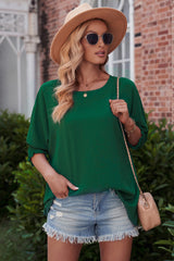 Round Neck Dolman Sleeve Textured Blouse king-general-store-5710.myshopify.com