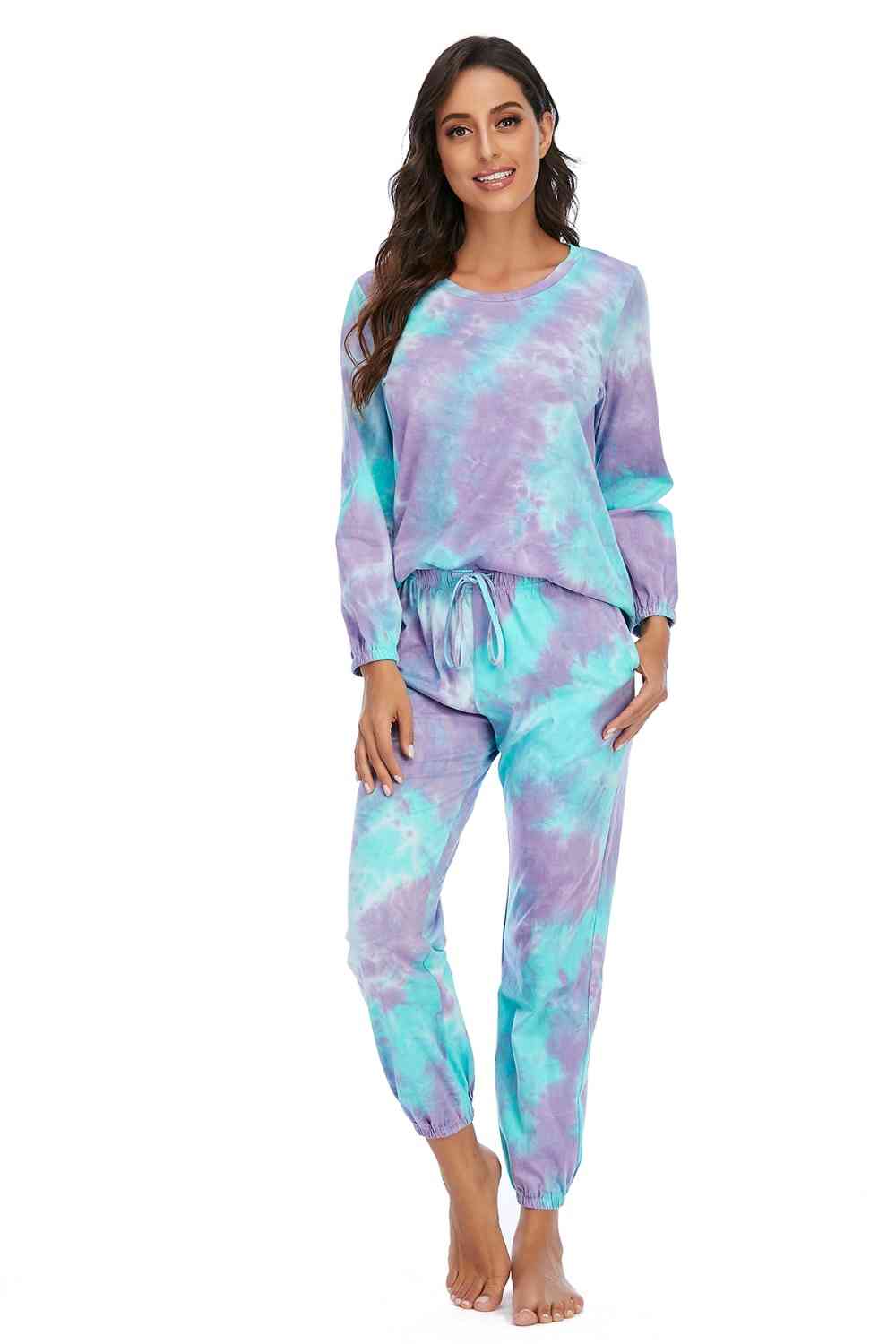 Tie-Dye Top and Drawstring Pants Lounge Set king-general-store-5710.myshopify.com