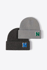 Letter N Patch Cuffed Knit Beanie king-general-store-5710.myshopify.com