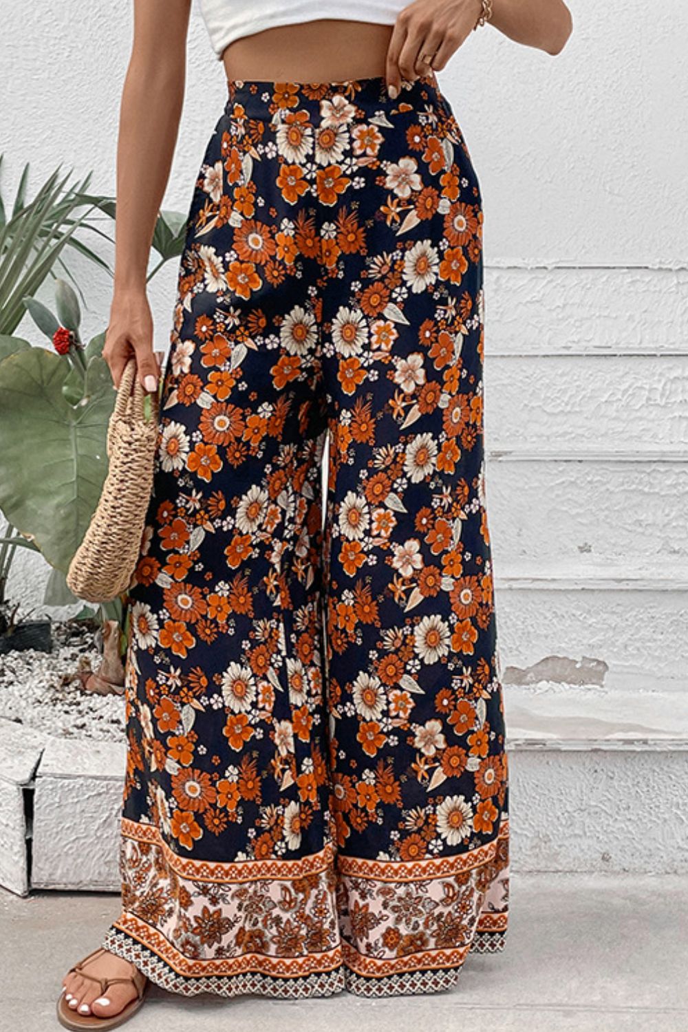 Floral Wide Leg Pants with Pockets king-general-store-5710.myshopify.com