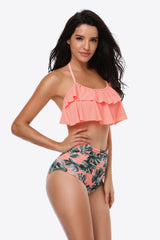 Two-Tone Ruffled Halter Neck Two-Piece Swimsuit king-general-store-5710.myshopify.com