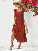 Tie Belt Ruffled Tiered Dress king-general-store-5710.myshopify.com