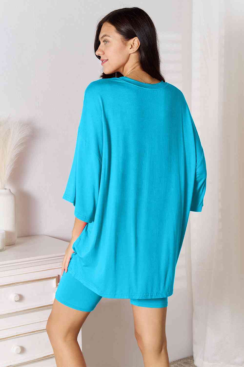 Basic Bae Full Size Soft Rayon Three-Quarter Sleeve Top and Shorts Set king-general-store-5710.myshopify.com