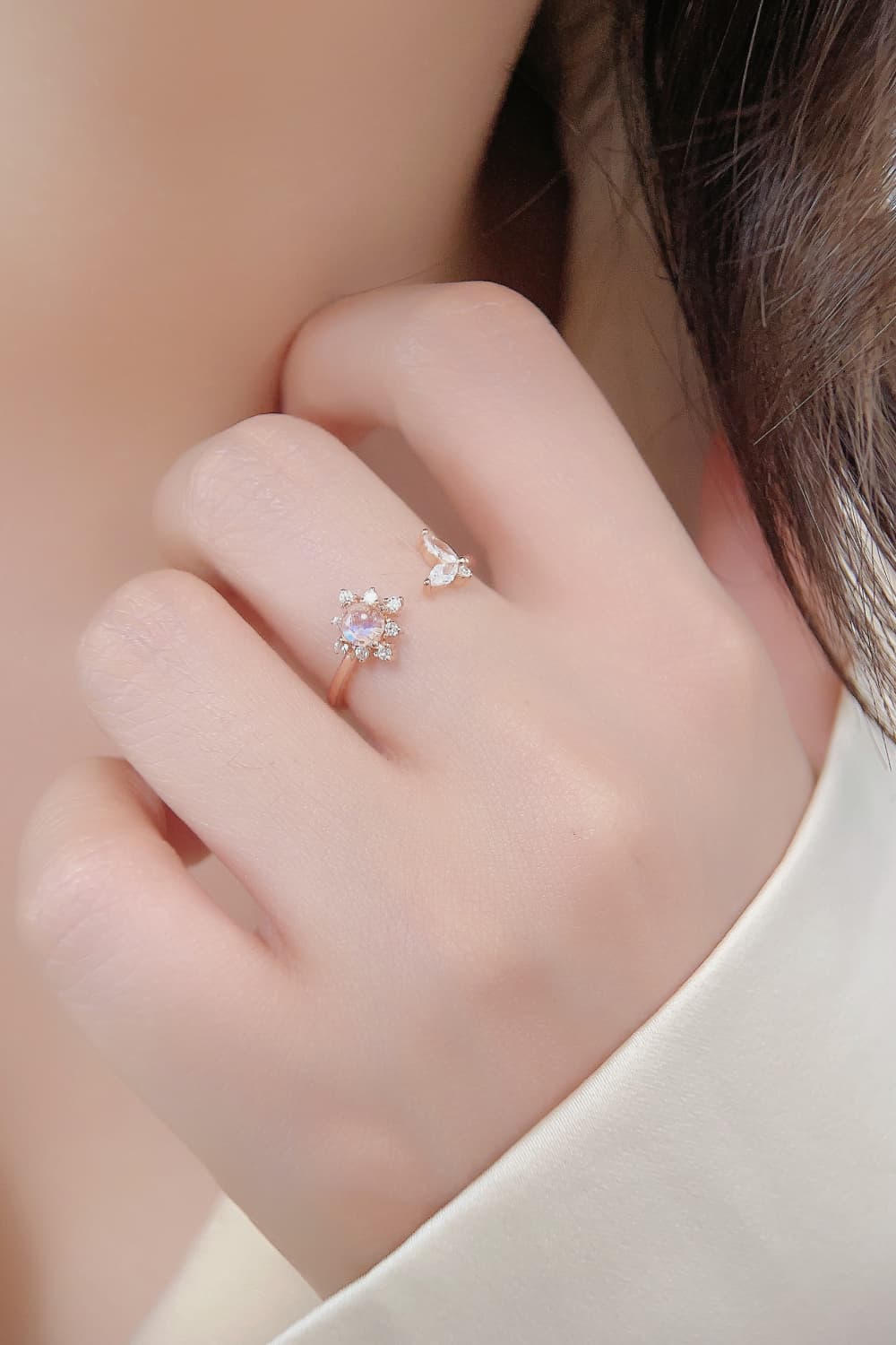 Moonstone 18K Rose Gold-Plated Open Ring king-general-store-5710.myshopify.com