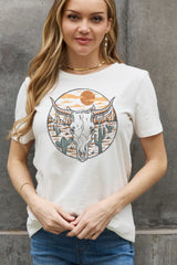 Simply Love Full Size Bull Cactus Graphic Cotton Tee king-general-store-5710.myshopify.com