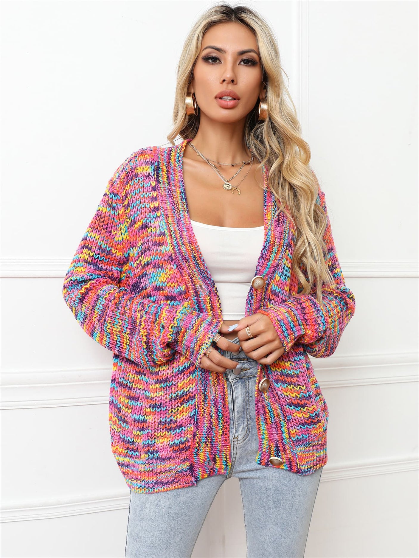 V-Neck Long Sleeve Cardigan king-general-store-5710.myshopify.com