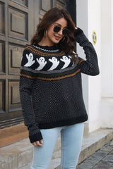 Ribbed Round Neck Long Sleeve Pullover Sweater king-general-store-5710.myshopify.com