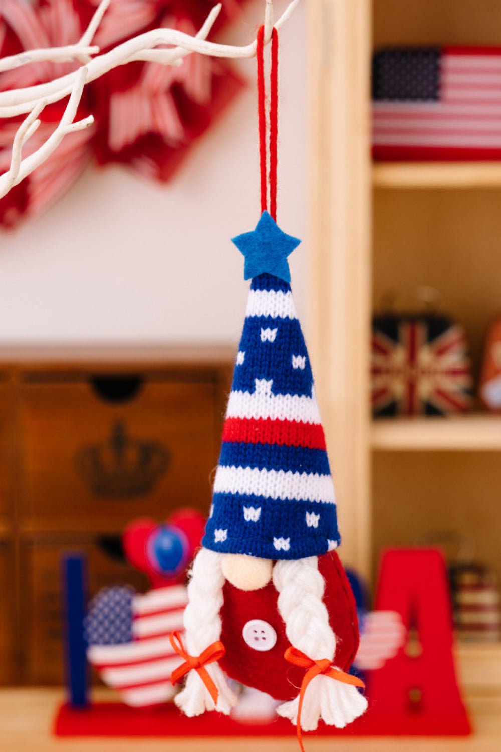 4-Piece Independence Day Knit Hanging Gnomes - Kings Crown Jewel Boutique