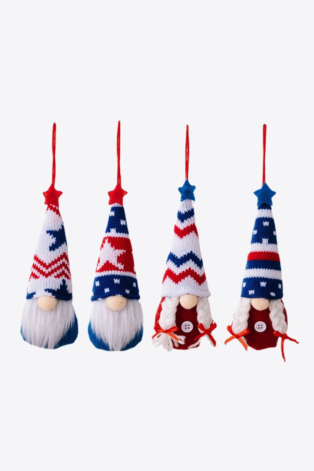 4-Piece Independence Day Knit Hanging Gnomes - Kings Crown Jewel Boutique