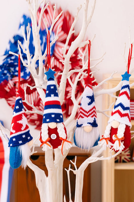 4-Piece Independence Day Knit Hanging Gnomes - Kings Crown Jewel Boutique