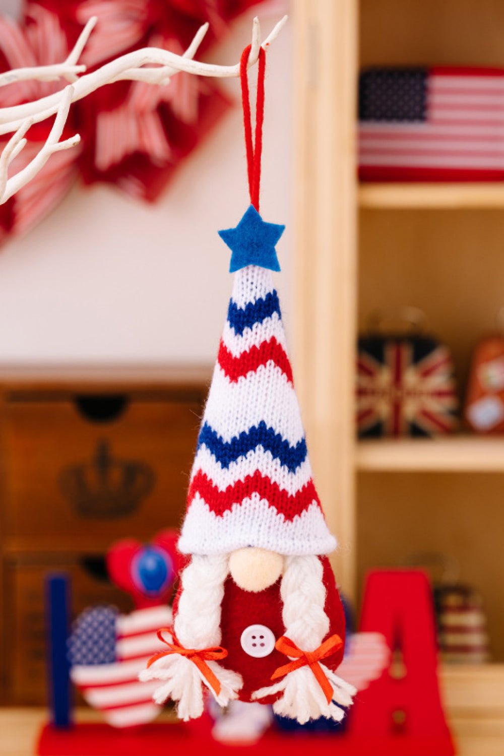 4-Piece Independence Day Knit Hanging Gnomes - Kings Crown Jewel Boutique