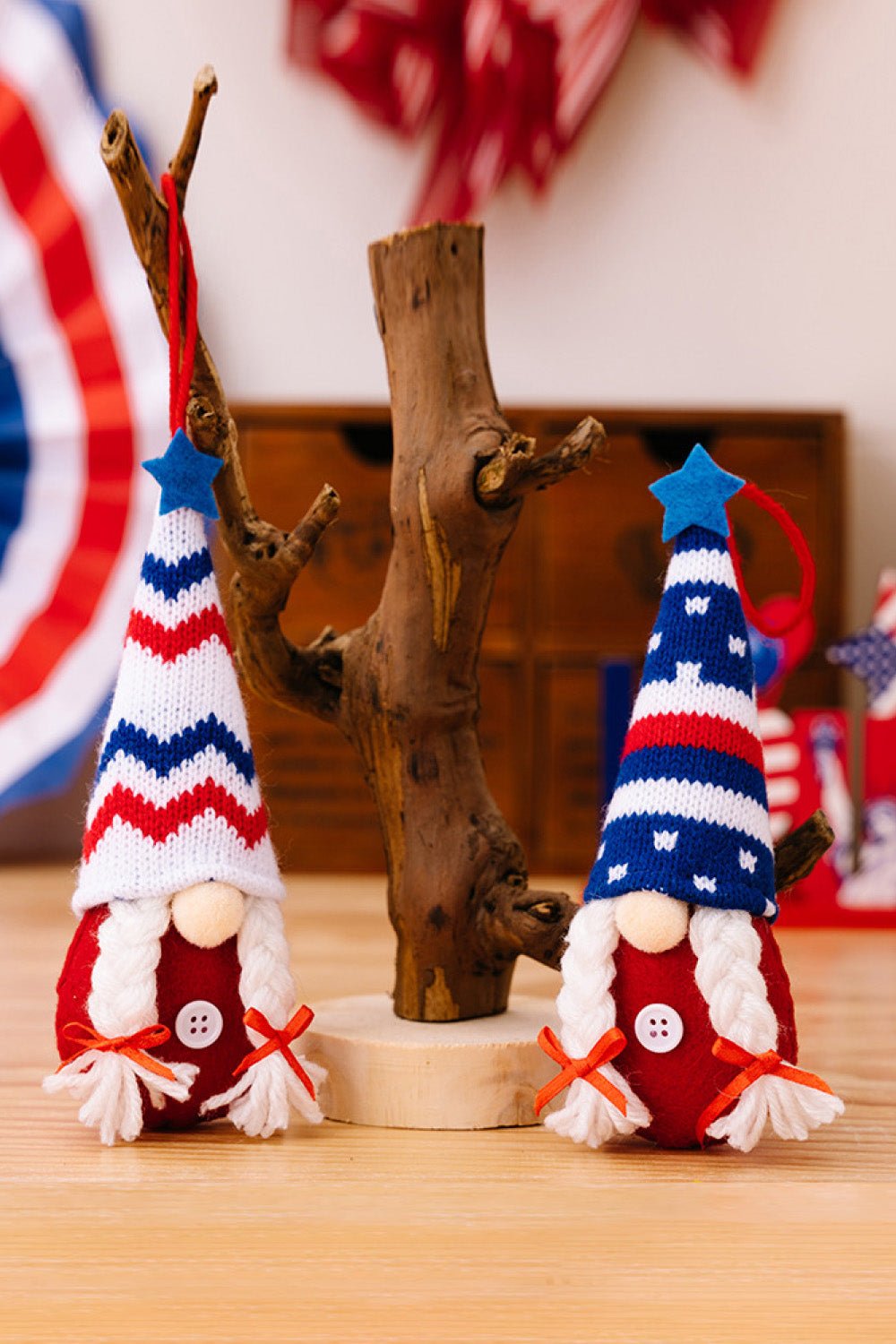 4-Piece Independence Day Knit Hanging Gnomes - Kings Crown Jewel Boutique