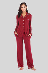 Collared Neck Long Sleeve Loungewear Set with Pockets king-general-store-5710.myshopify.com