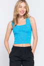 ACTIVE BASIC Pearl Detail Square Neck Cropped Tank king-general-store-5710.myshopify.com