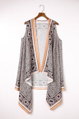 Printed Open Front Sleeveless Cardigan king-general-store-5710.myshopify.com