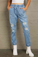 Baeful Distressed Denim Pocketed Joggers king-general-store-5710.myshopify.com