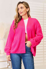 Woven Right Rib-Knit Open Front Drop Shoulder Cardigan king-general-store-5710.myshopify.com