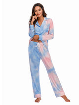 Collared Neck Long Sleeve Loungewear Set with Pockets king-general-store-5710.myshopify.com