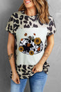 Leopard Print Round Neck Pumpkin Graphic Tee king-general-store-5710.myshopify.com