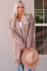 Heathered Open Front Longline Cardigan king-general-store-5710.myshopify.com